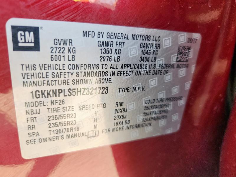 1GKKNPLS5HZ321723 - 2017 GMC ACADIA DENALI BURGUNDY photo 13