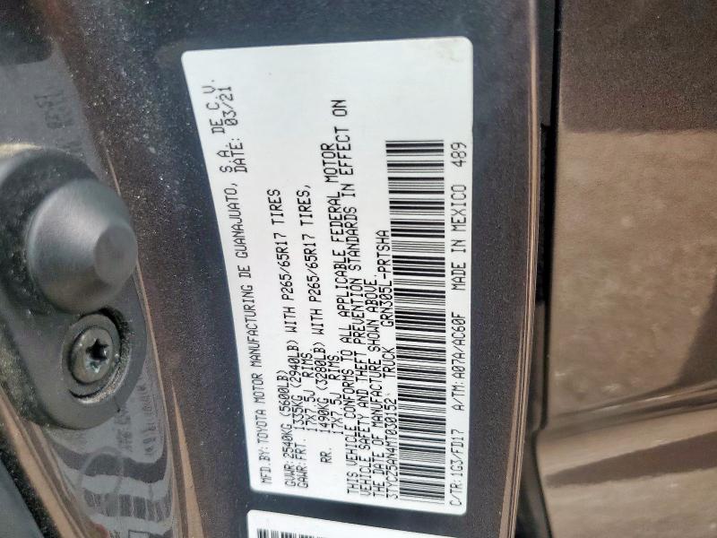 3TYCZ5AN4MT030152 - 2021 TOYOTA TACOMA DOUBLE CAB GRAY photo 12