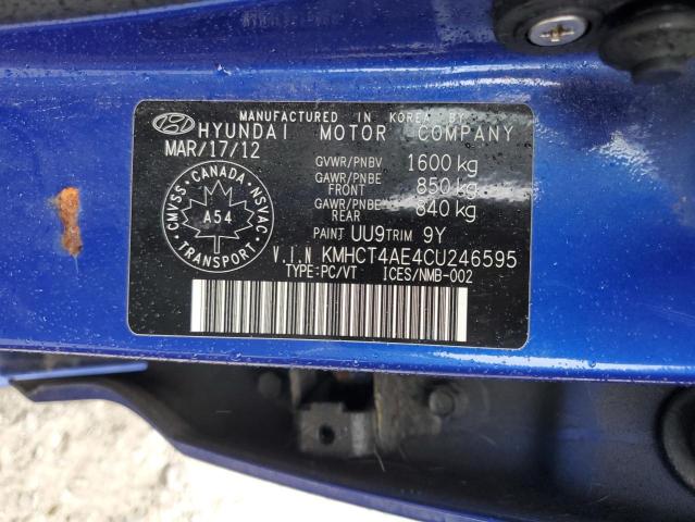 KMHCT4AE4CU246595 - 2012 HYUNDAI ACCENT GLS BLUE photo 13