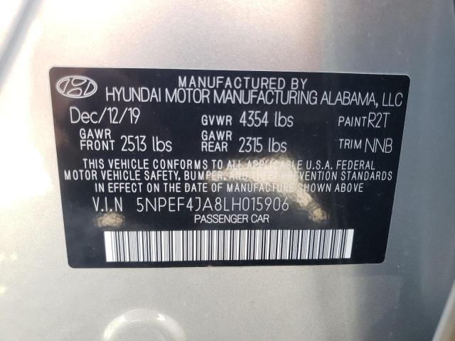 5NPEF4JA8LH015906 - 2020 HYUNDAI SONATA SEL SILVER photo 12