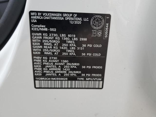 1V2BR2CA1MC556626 - 2021 VOLKSWAGEN ATLAS SEL WHITE photo 13