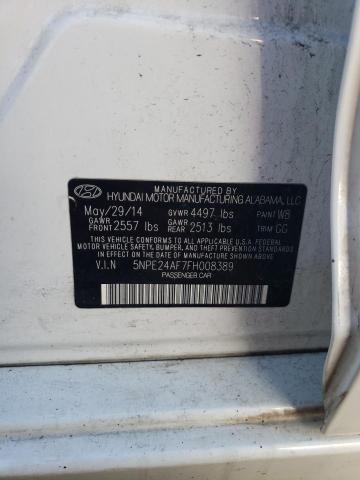 5NPE24AF7FH008389 - 2015 HYUNDAI SONATA SE WHITE photo 12