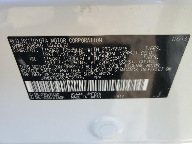 JTMDFREV3D5021975 - 2013 TOYOTA RAV4 LIMITED WHITE photo 13