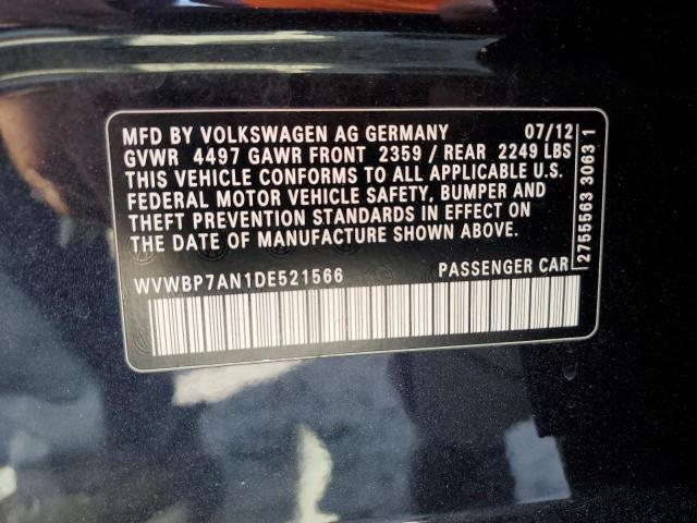 WVWBP7AN1DE521566 - 2013 VOLKSWAGEN CC SPORT BLACK photo 12