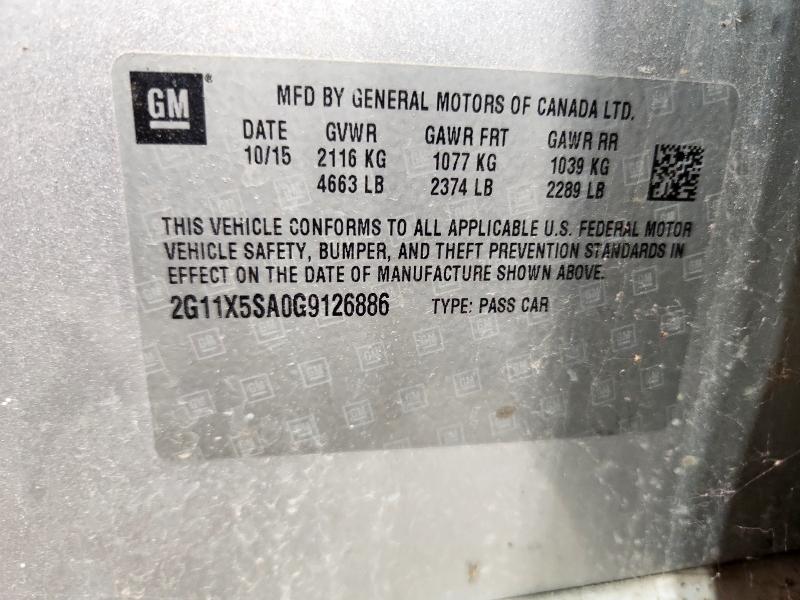 2G11X5SA0G9126886 - 2016 CHEVROLET IMPALA LS SILVER photo 13