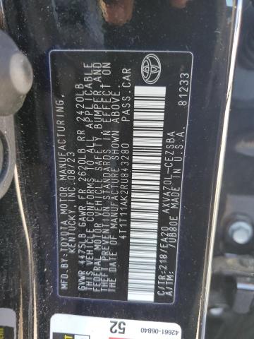 4T1T11AK2RU843280 - 2024 TOYOTA CAMRY SE NIGHT SHADE BLACK photo 12