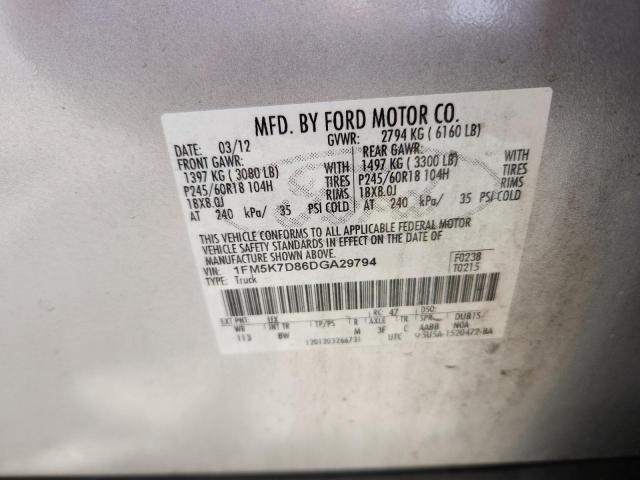 1FM5K7D86DGA29794 - 2013 FORD EXPLORER XLT Gümüş foto 14