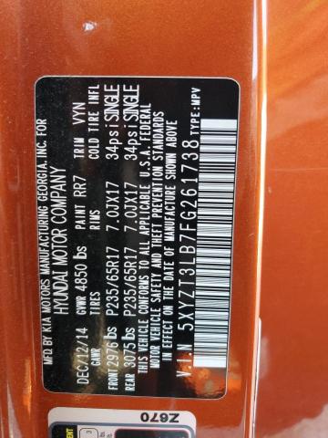 5XYZT3LB7FG261738 - 2015 HYUNDAI SANTA FE SPORT ORANGE photo 13