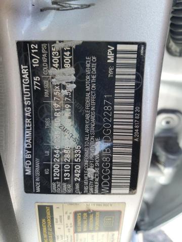 WDCGG8JB9DG022871 - 2013 MERCEDES-BENZ GLK 350 4MATIC SILVER photo 12