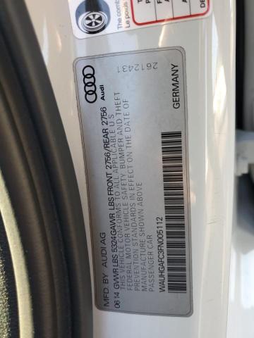 WAUHGAFC3FN005112 - 2015 AUDI A6 PRESTIGE Blanco foto 12