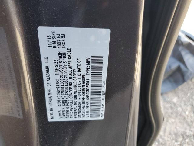 5FNRL6H59KB055911 - 2019 HONDA ODYSSEY EX GRAY photo 13