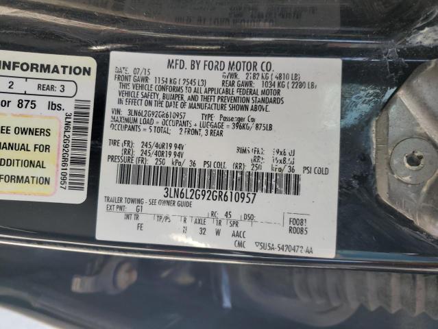 3LN6L2G92GR610957 - 2016 LINCOLN MKZ BLACK photo 12
