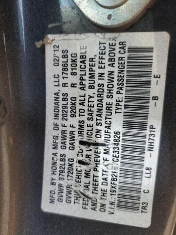 19XFB2F87CE334826 - 2012 HONDA CIVIC EX BLACK photo 12