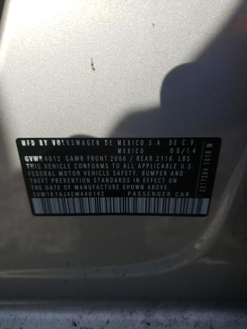 3VW1K7AJ4EM440142 - 2014 VOLKSWAGEN JETTA BASE SILVER photo 12