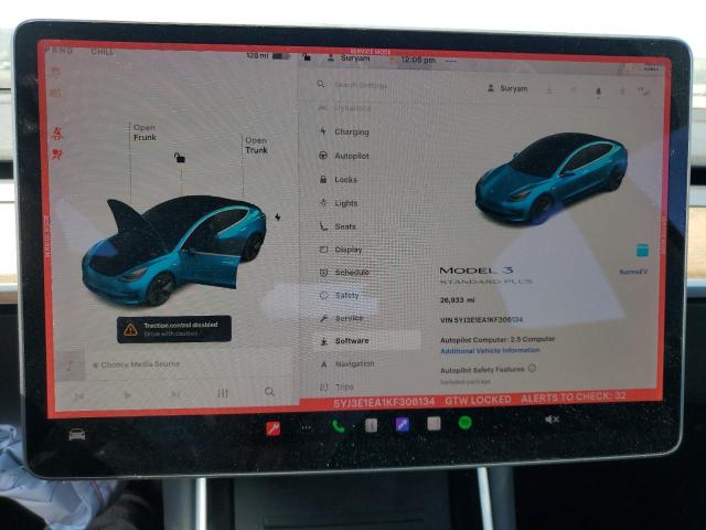 5YJ3E1EA1KF306134 - 2019 TESLA MODEL 3 შავი ფოტო 9