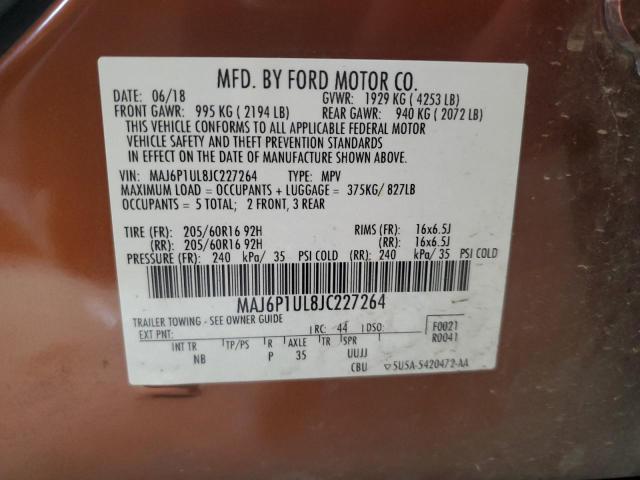 MAJ6P1UL8JC227264 - 2018 FORD ECOSPORT SE برتقالي صورة 14