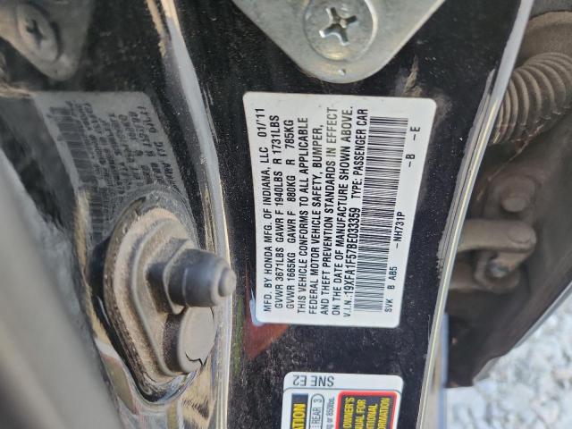 19XFA1F57BE033359 - 2011 HONDA CIVIC LX BLACK photo 12