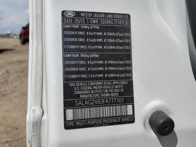 SALAG2V63FA777101 - 2015 LAND ROVER LR4 HSE WHITE photo 14