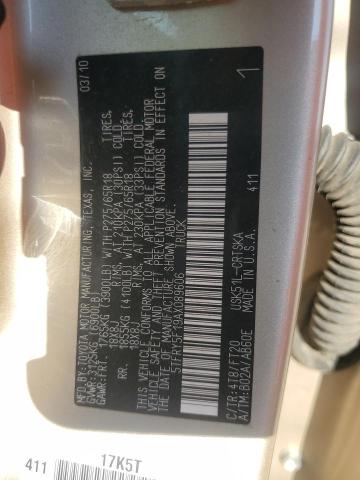 5TFRY5F19AX089606 - 2010 TOYOTA TUNDRA DOUBLE CAB SR5 TAN photo 12