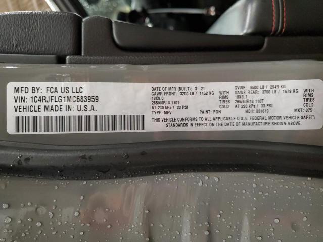 1C4RJFLG1MC683959 - 2021 JEEP GRAND CHER TRAILHAWK Մոխրագույն լուսանկար 12