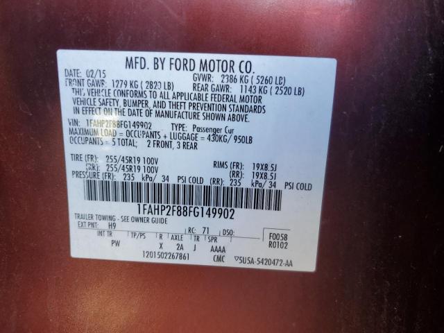 1FAHP2F88FG149902 - 2015 FORD TAURUS LIMITED BURGUNDY photo 13