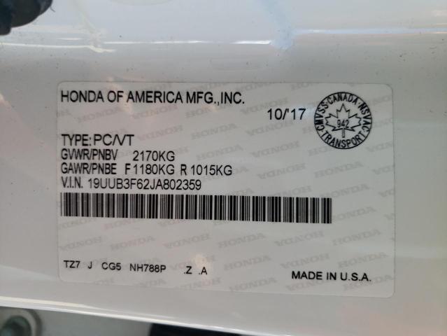 19UUB3F62JA802359 - 2018 ACURA TLX TECH+A WHITE photo 12