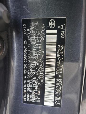 JTDBU4EEXC9178247 - 2012 TOYOTA COROLLA BASE Gris foto 12