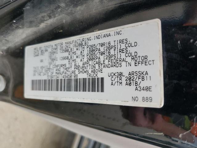 5TBRT34114S450108 - 2004 TOYOTA TUNDRA ACCESS CAB SR5 BLACK photo 12