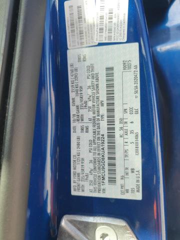 1FMCU9GD8KUA19224 - 2019 FORD ESCAPE SE BLUE photo 13