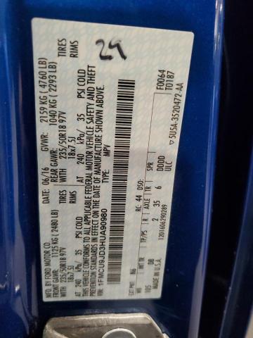 1FMCU9JD3HUA90980 - 2017 FORD ESCAPE TITANIUM 蓝色 照片 14