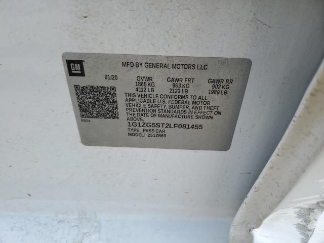 1G1ZG5ST2LF081455 - 2020 CHEVROLET MALIBU RS Ağ foto 12