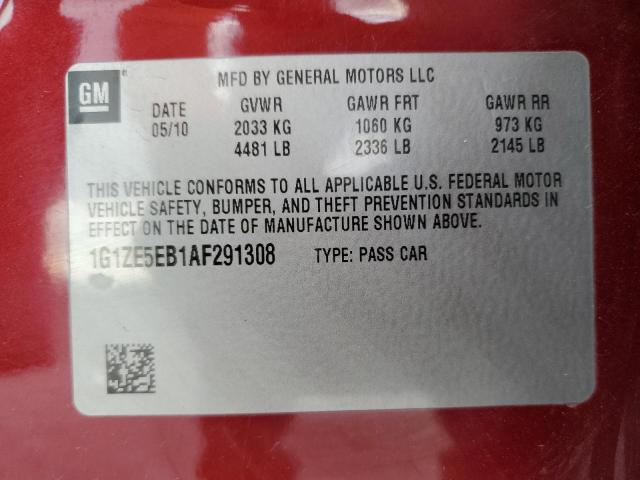 1G1ZE5EB1AF291308 - 2010 CHEVROLET MALIBU LTZ 勃艮第红 照片 12