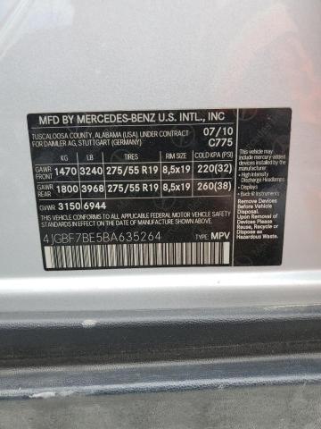 4JGBF7BE5BA635264 - 2011 MERCEDES-BENZ GL 450 4MATIC SILVER photo 13