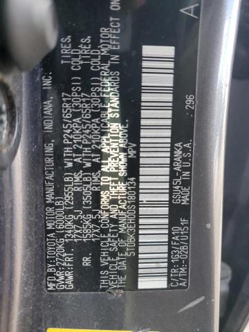 5TDBK3EH0DS180134 - 2013 TOYOTA HIGHLANDER BASE رمادي صورة 13