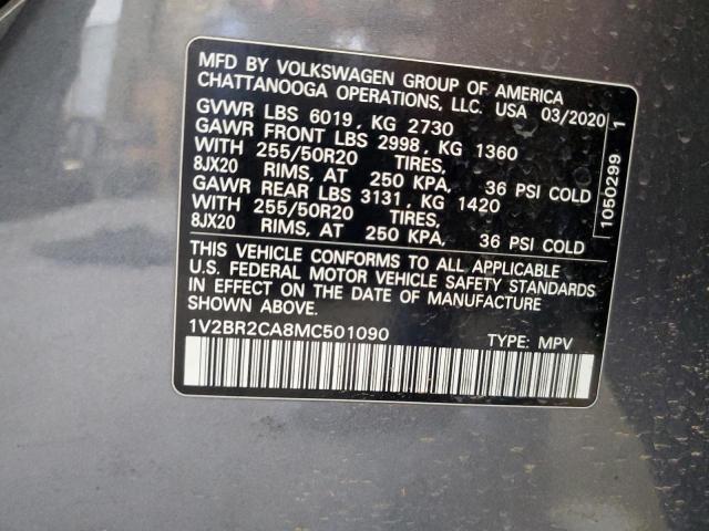 1V2BR2CA8MC501090 - 2021 VOLKSWAGEN ATLAS SEL Сірий фото 13