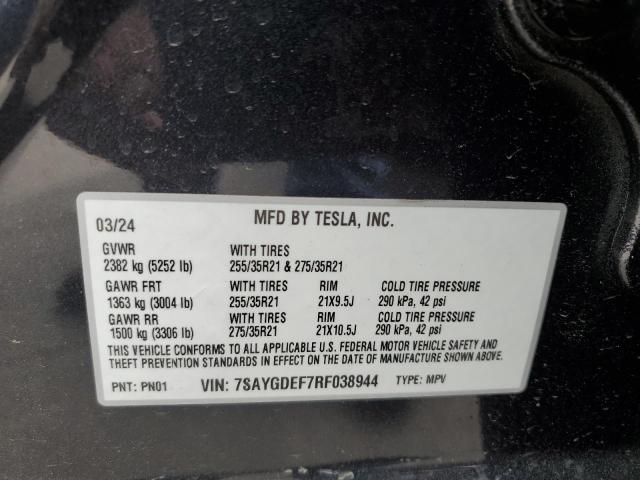 7SAYGDEF7RF038944 - 2024 TESLA MODEL Y CHARCOAL photo 13