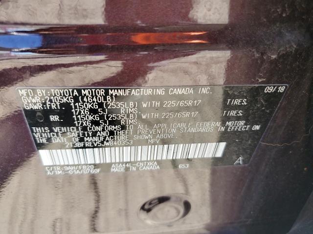 2T3BFREV5JW840353 - 2018 TOYOTA RAV4 LE PURPLE photo 13