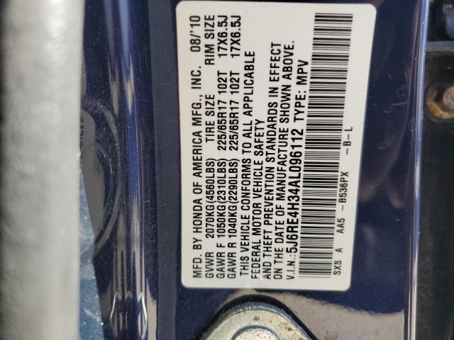 5J6RE4H34AL096112 - 2010 HONDA CR-V LX BLUE photo 13
