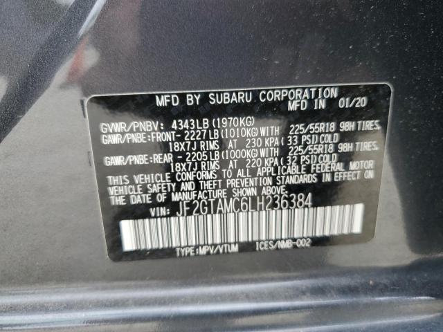 JF2GTAMC6LH236384 - 2020 SUBARU CROSSTREK LIMITED GRAY photo 13