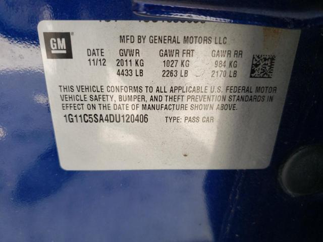 1G11C5SA4DU120406 - 2013 CHEVROLET MALIBU 1LT 蓝色 照片 12