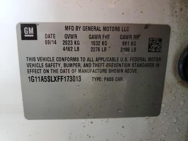 1G11A5SLXFF173013 - 2015 CHEVROLET MALIBU LS WHITE photo 12