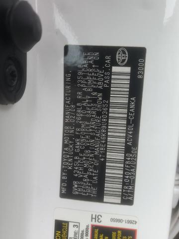 4T1BE46K89U803652 - 2009 TOYOTA CAMRY BASE WHITE photo 12