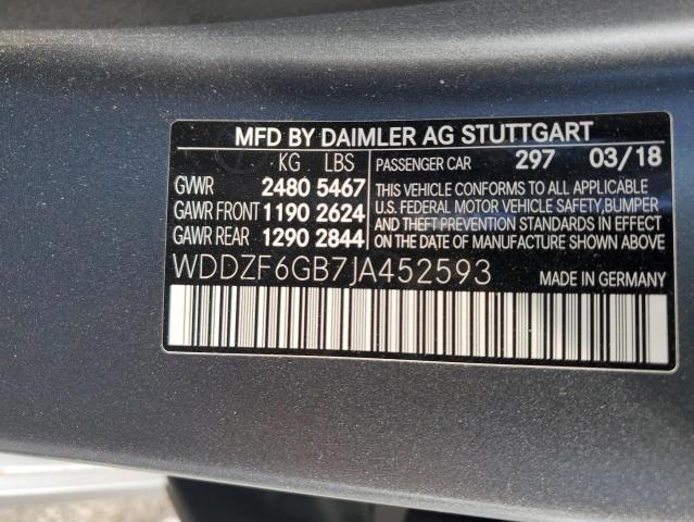 WDDZF6GB7JA452593 - 2018 MERCEDES-BENZ E 400 4MATIC GRAY photo 11