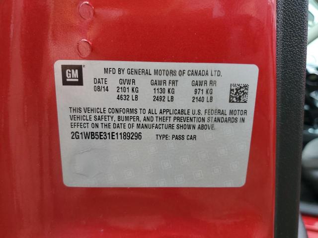 2G1WB5E31E1189296 - 2014 CHEVROLET IMPALA LIM LT RED photo 12