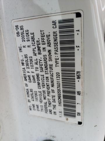 1HGCM66597A011320 - 2007 HONDA ACCORD EX WHITE photo 12