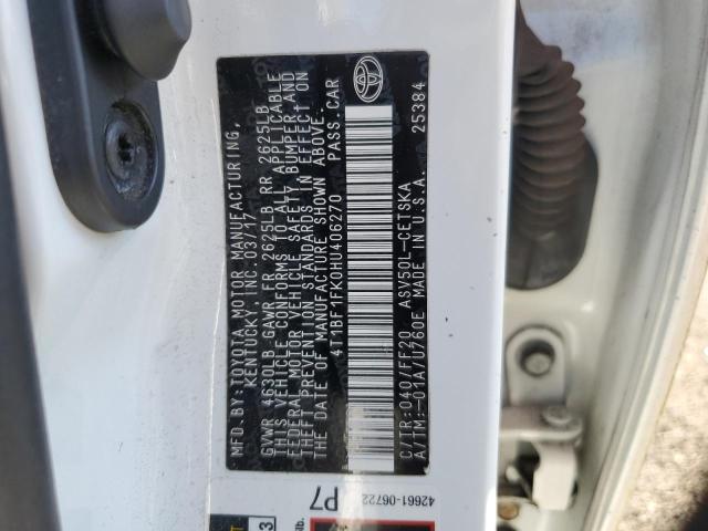 4T1BF1FK0HU406270 - 2017 TOYOTA CAMRY LE 白色 照片 12