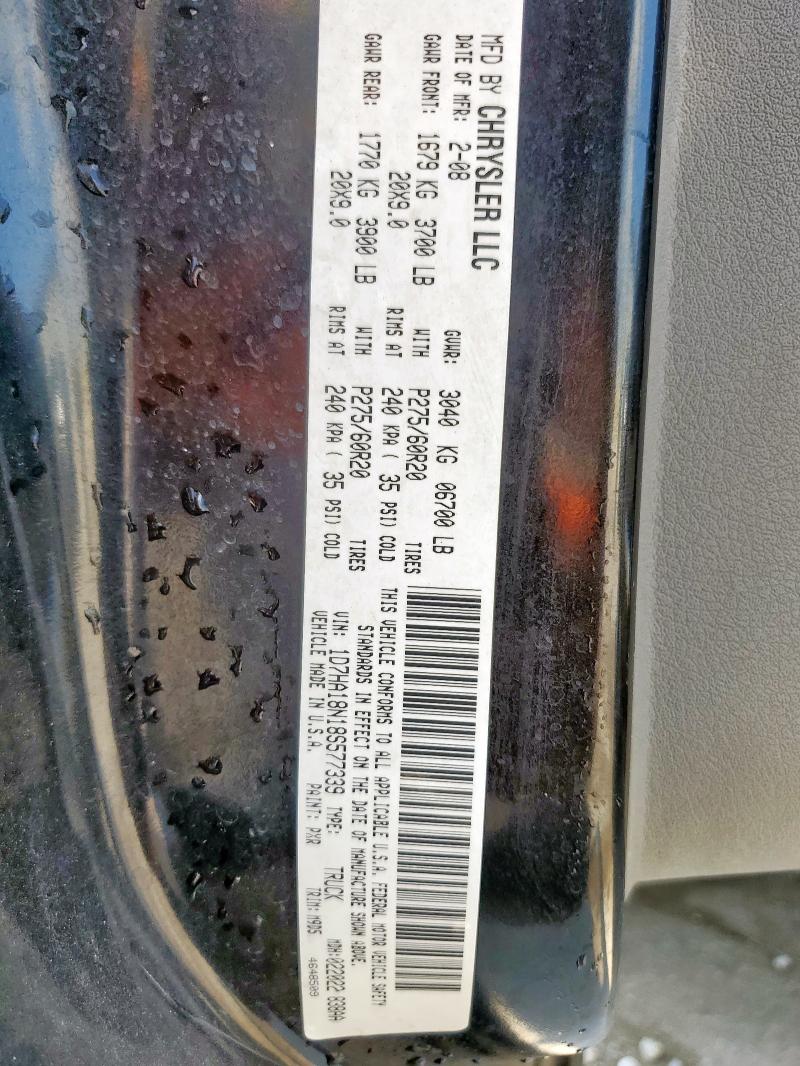 1D7HA18N18S577339 - 2008 DODGE RAM 1500 ST BLACK photo 12