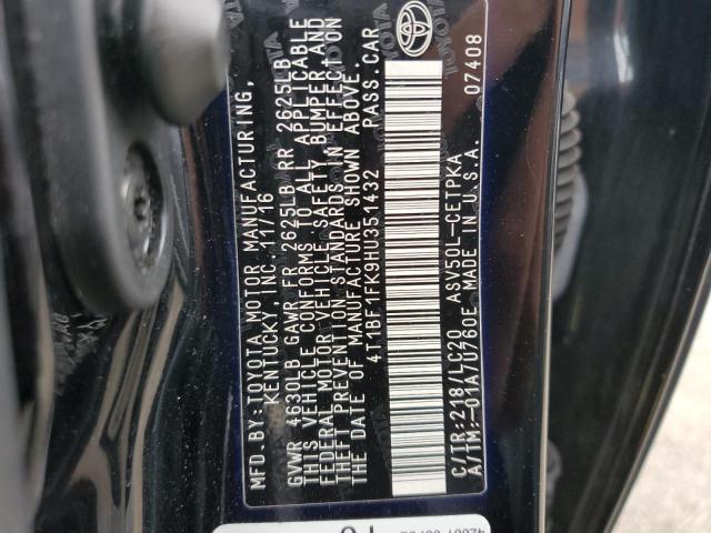 4T1BF1FK9HU351432 - 2017 TOYOTA CAMRY LE 黑色 照片 12