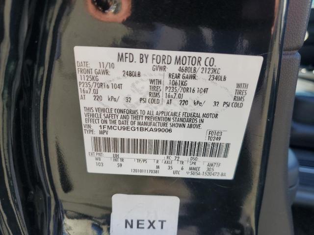 1FMCU9EG1BKA99006 - 2011 FORD ESCAPE LIMITED BLACK photo 13