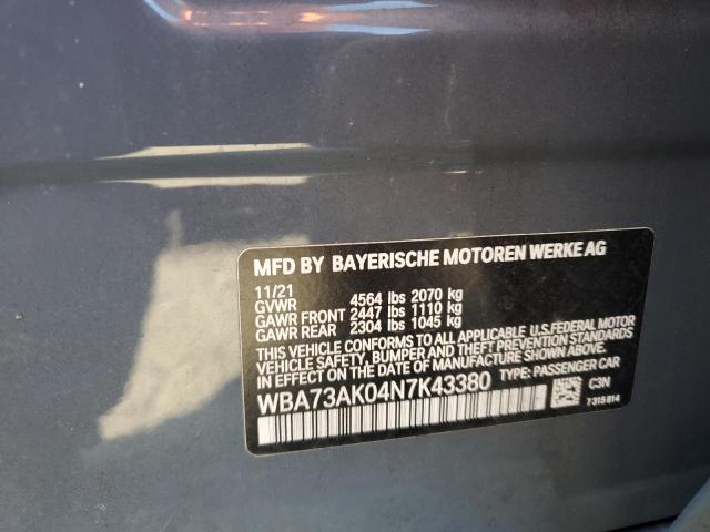 WBA73AK04N7K43380 - 2022 BMW 228XI رمادي صورة 12